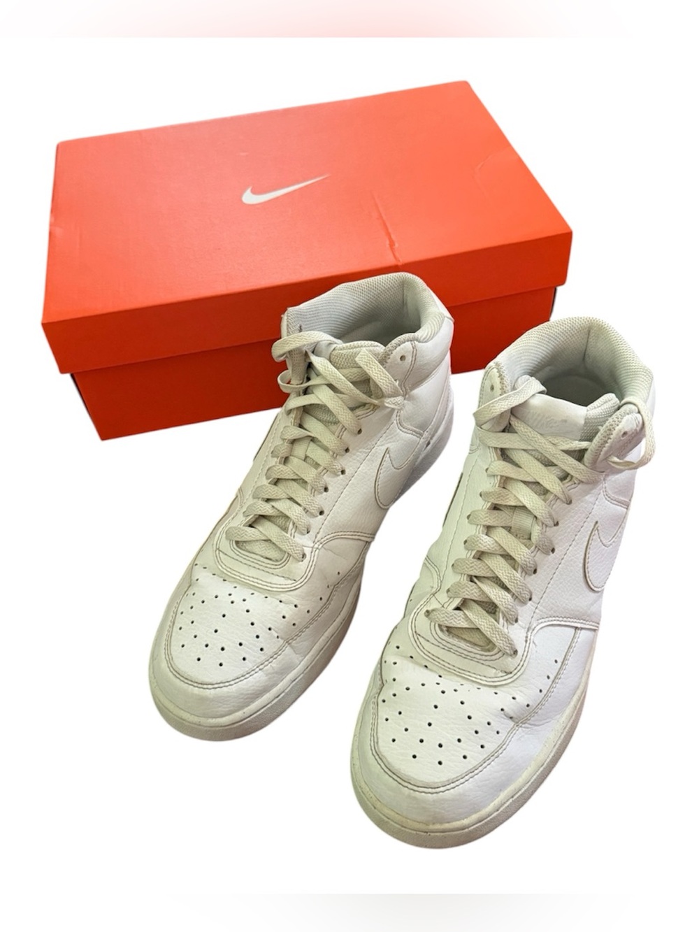 Nike Men’s White Leather High-Top Sneakers Size 9.5